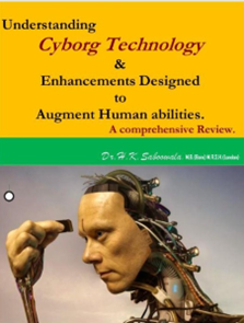 Illustration showing cyborg technology in human enhancement with neural implants and bionic limbs
